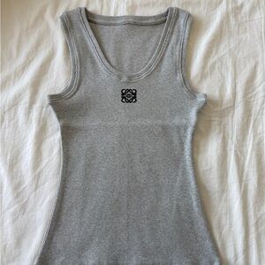 Loewe Grey Ribbed Tank Top with Logo